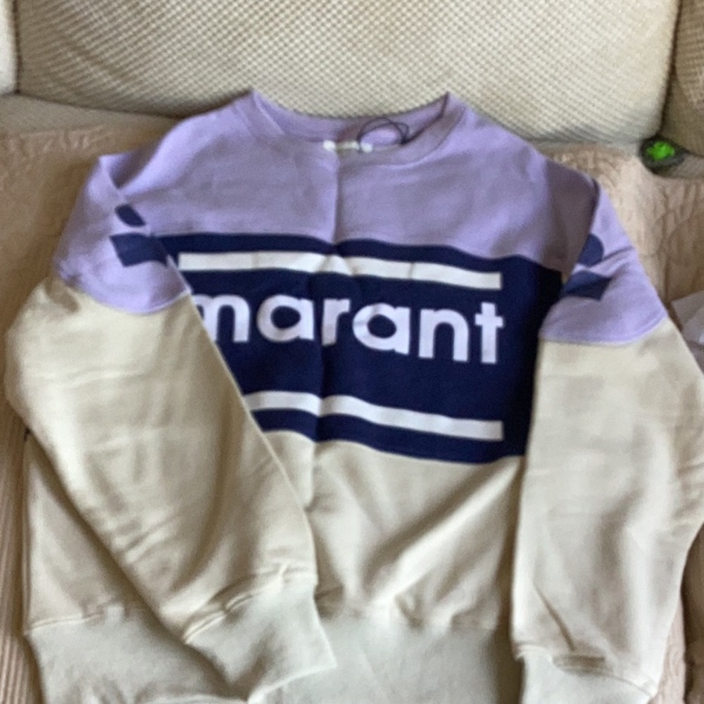 Isabel Marant Lavender Navy Cream Logo Sweatshirt